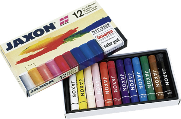 Jaxon 5719055 Ölpastellkreide, 12er Set im Kartonetui, brillante, lichtechte Farben, ideal für Künst