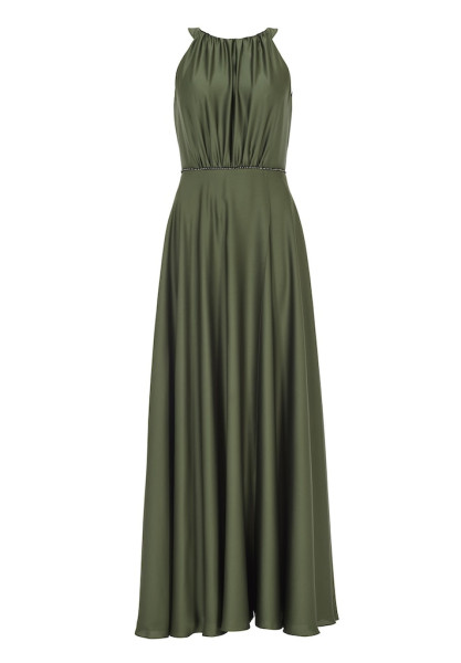 Abendkleid aus nachhaltigem Satin mit Strassverzierung