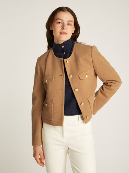 CROP WOOL GOLD BUTTON JACKET