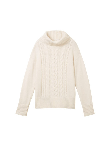 Knit pullover cable turtleneck