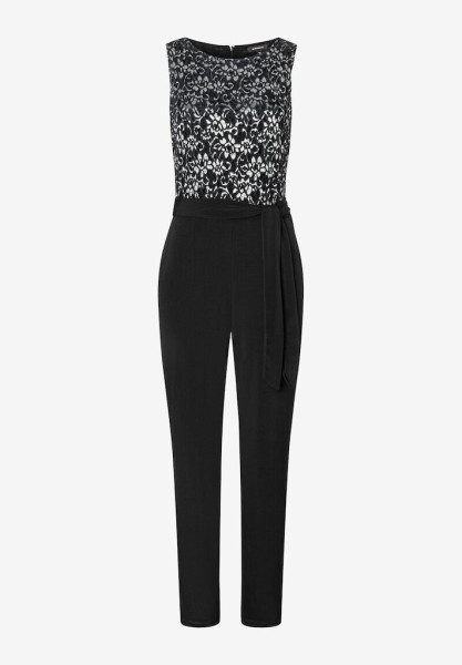 Jersey-Jumpsuit mit Spitzentop schwarz/silber GLAM-Kollektion