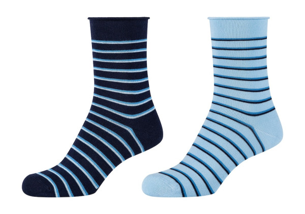 Women ca-soft organic striped Ankle Socks 2p