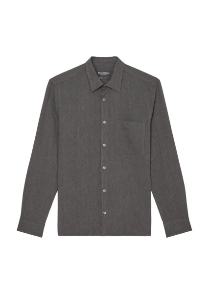 New kent collar, long sleeve, one chest pocket, round hem