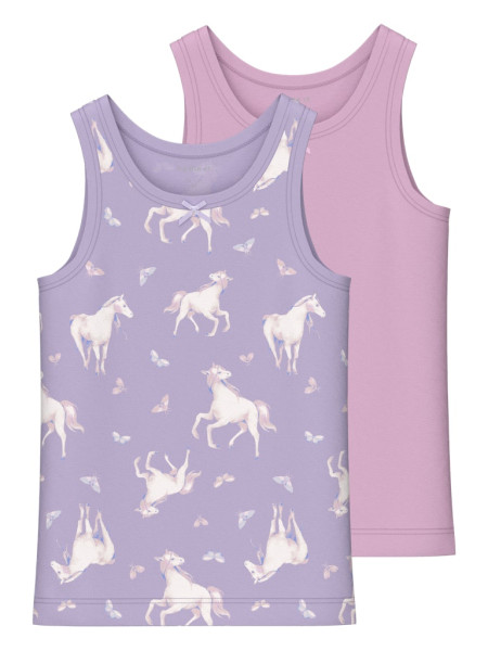 NMFTANK TOP 2P PASTEL LILAC HORSE NOOS