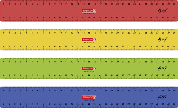 Brunnen 104987130 Lineal für Schule und Büro, Flexi Lineal, 30 cm, in 4 sortiert Farben, 1 Stück