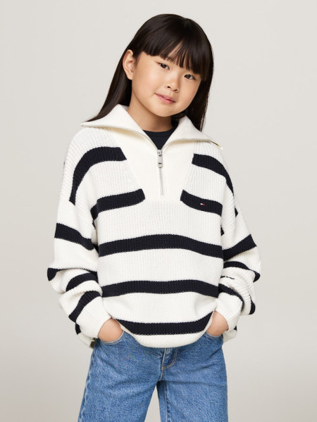 STRIPE HALF ZIP SWEATER