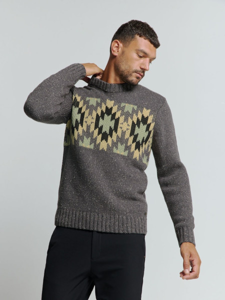 Pullover Crewneck Jacquard Pattern With Silk