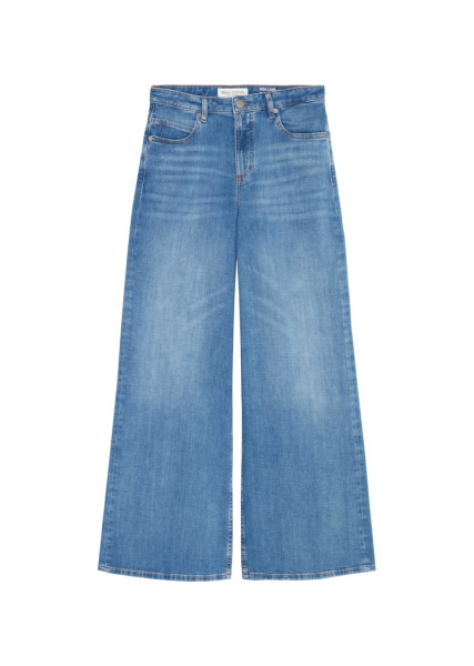 Denim trousers, high waist, wide leg, regular length