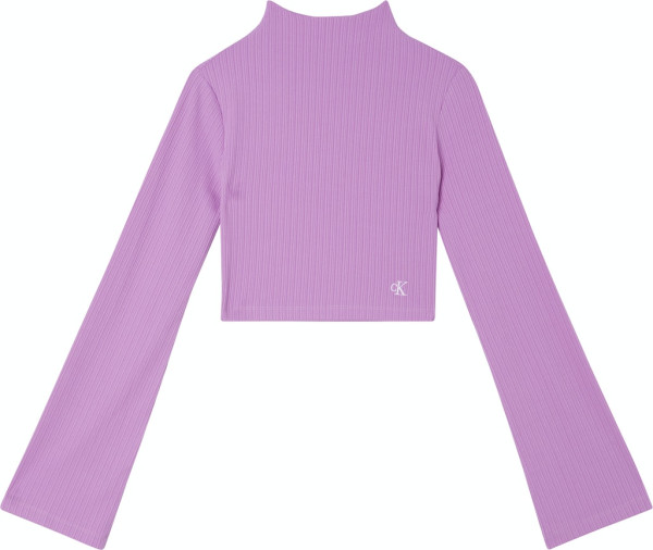 SHINY RIB HIGH NECK LONG SLEEVE