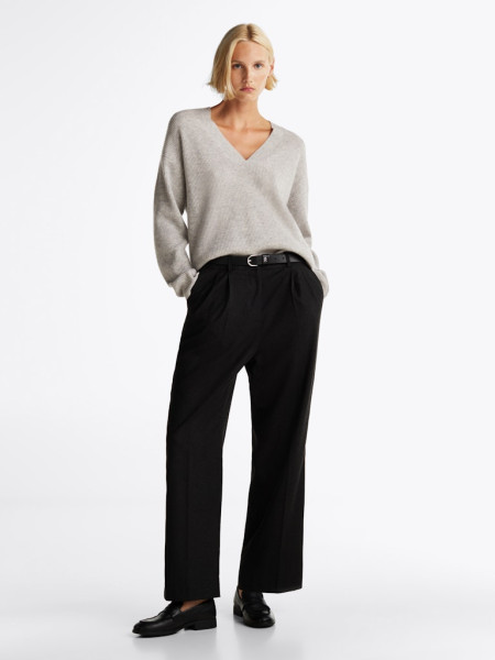 SOFT WOOL MIX RELAXED STR PANT