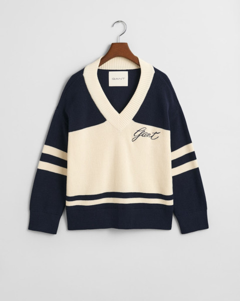 GANT Varsity V-Neck Pullover aus Baumwolle