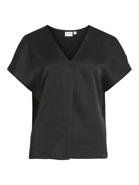 VIELLETTE V-NECK S/S SATIN TOP - NOOS